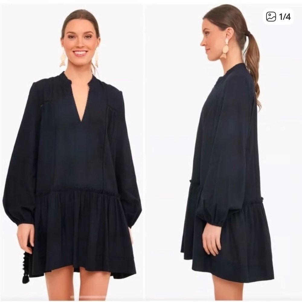 Pomander Place Black Long-Sleeve Mini Dress